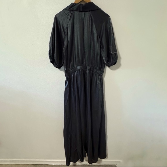 Anthropologie Samant Chauhan Utility Shirt Dress Metallic Slate Maxi Pocket-LP - Picture 3 of 12